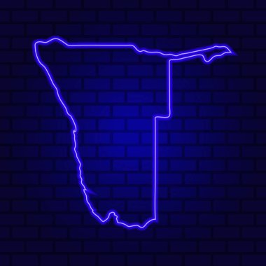 Tuğla duvar zemininde Namibya parlayan neon tabela