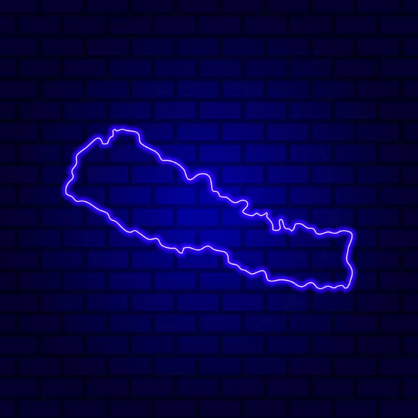 レンガの壁の背景にネパール輝くネオンサイン — ストックベクタ