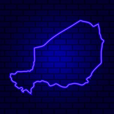 Duvarın arka planında Nijer parlayan neon ışığı
