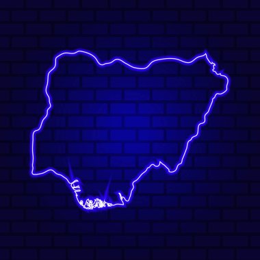 Tuğla duvar zemininde Nijerya parlayan neon levhası