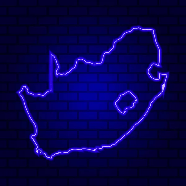 Dél Afrika Izzó Neon Jel Téglafal Háttér — Stock Vector