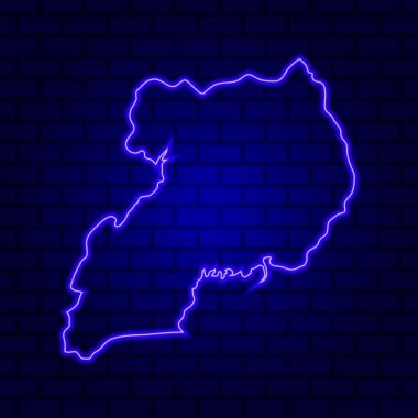 Duvarın arka planında Uganda parlayan neon ışığı