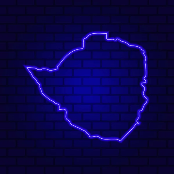 砖墙背景上的津巴布韦发光霓虹灯标志 — 图库矢量图片