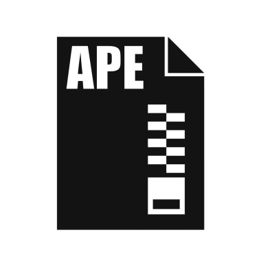 APE Siyah Dosya Vektör Simgesi, Düz Tasarım Biçimi