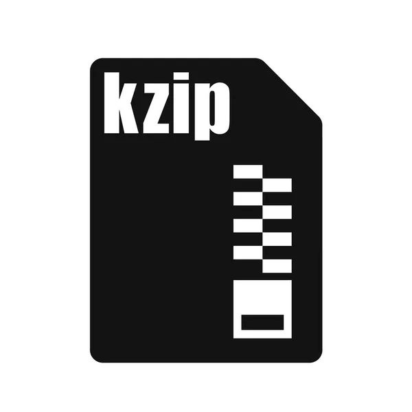 Kzip Zwart Bestand Pictogram Platte Ontwerp Stijl — Stockvector