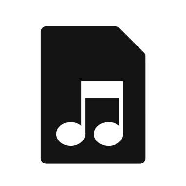 Music Black File Icon, Flat Design Style