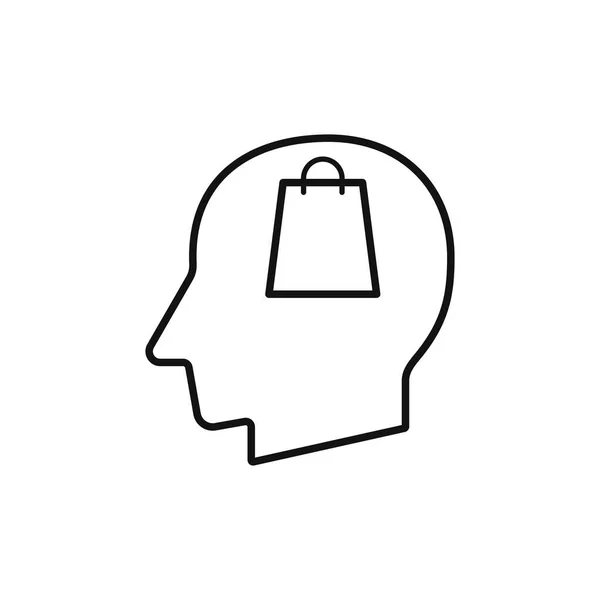 Menschenkopf Mit Shopping Päckchen Zeichen Silhouette Vektor Illustration — Stockvektor