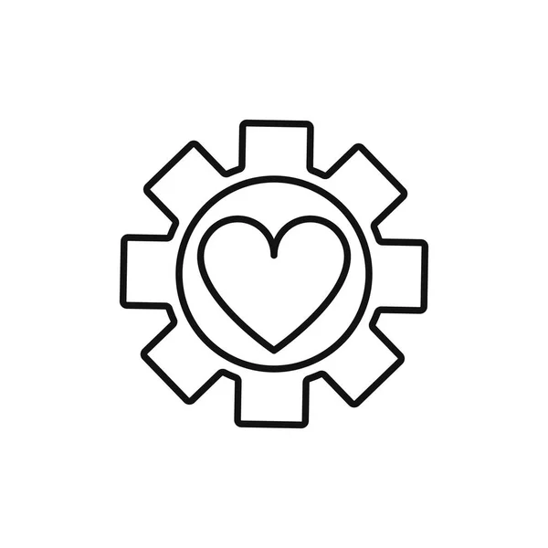 Icône Amour Engrenage Illustration Coeur Dans Engrenage — Image vectorielle