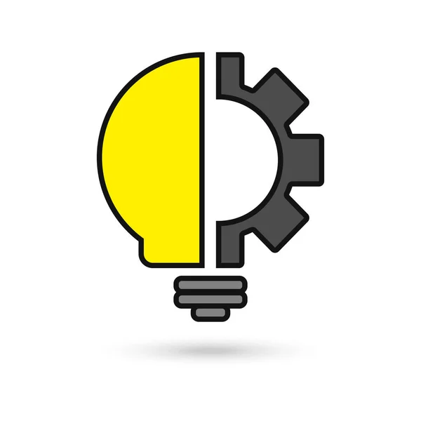灯泡和齿轮平面设计图标概念 彩色矢量插图 — 图库矢量图片