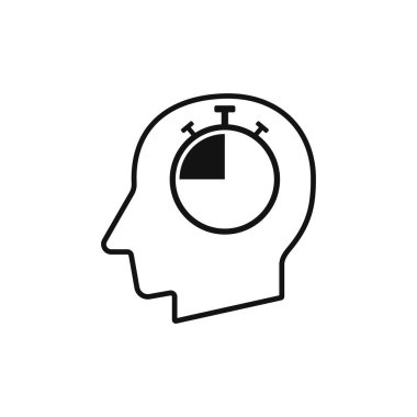 Zamanlayıcı işareti siluet vektör illüstrasyonlu insan kafası