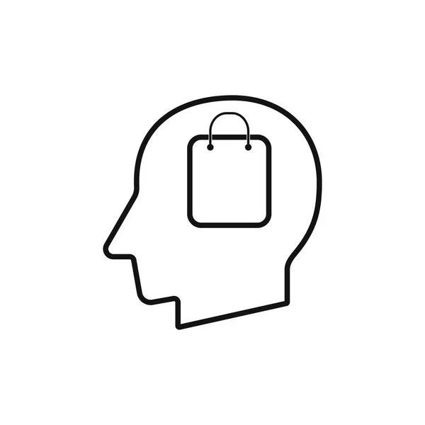 Menschenkopf Mit Shopping Bag Zeichen Silhouette Vektor Illustration — Stockvektor