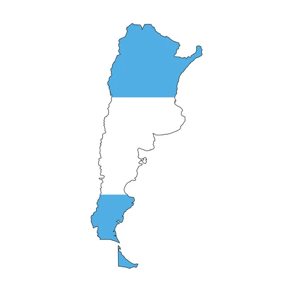 Argentinië Kaart Silhouet Met Vlag Witte Achtergrond — Stockvector