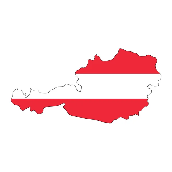 Autriche Carte Silhouette Avec Drapeau Sur Fond Blanc — Image vectorielle