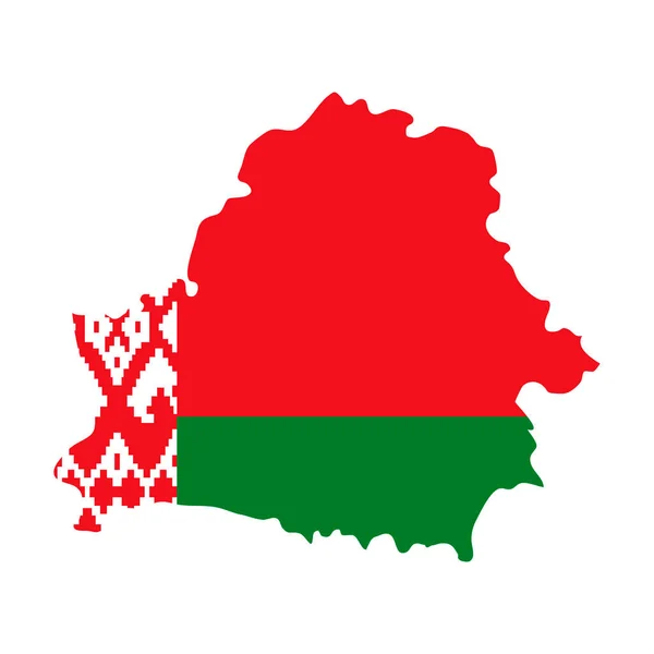 Weißrussland Landkarte Silhouette Mit Fahne Auf Weißem Hintergrund — Stockvektor