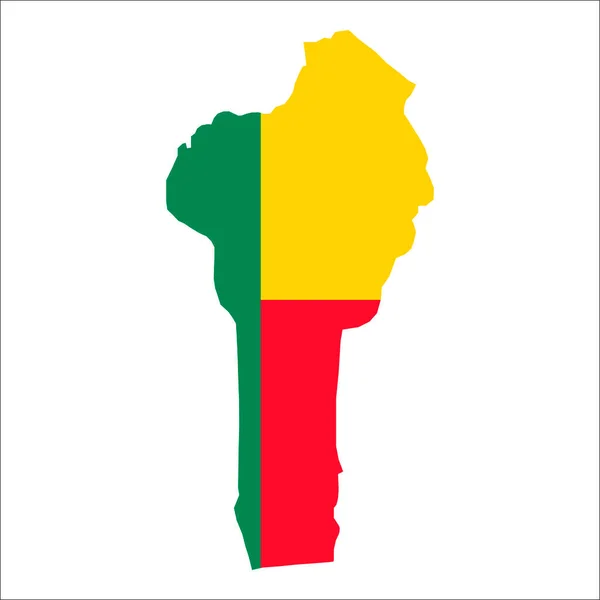 Benin Karta Siluett Med Flagga Vit Bakgrund — Stock vektor