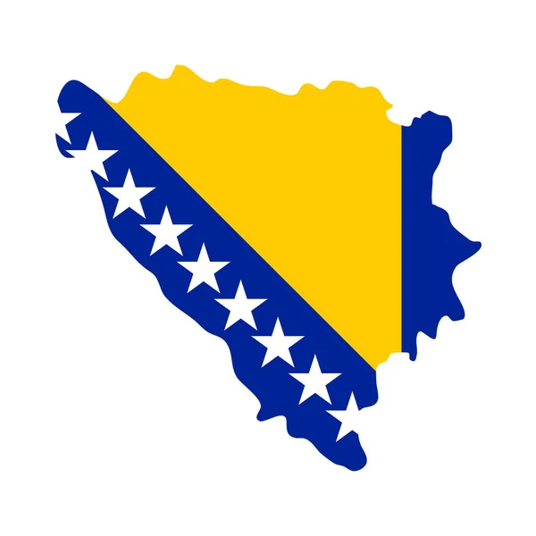 Bosnia Herzegovina Mapa Silueta Con Bandera Sobre Fondo Blanco — Archivo Imágenes Vectoriales