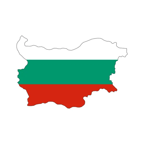 Bułgaria Mapa Sylwetka Flagą Białym Tle — Wektor stockowy