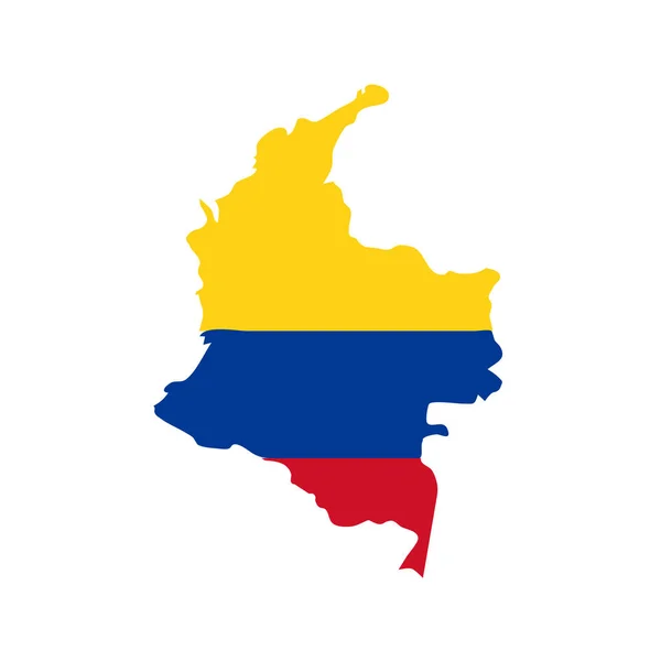 Mapa Colombia Silueta Con Bandera Sobre Fondo Blanco — Archivo Imágenes Vectoriales