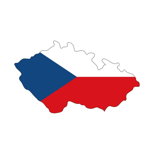 Mapa Czech Sylwetka Flagą Białym Tle — Wektor stockowy