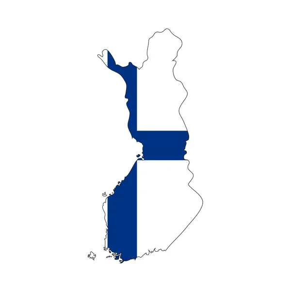 Finlandia Mapa Sylwetka Flagą Białym Tle — Wektor stockowy