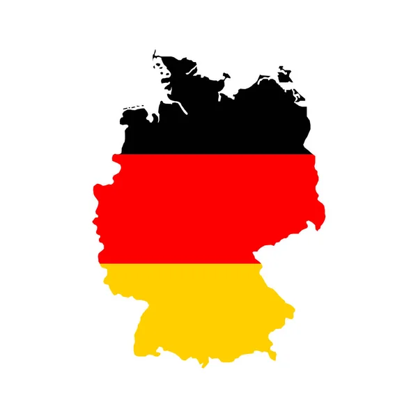 ドイツ地図シルエット 白地に旗 — ストックベクタ
