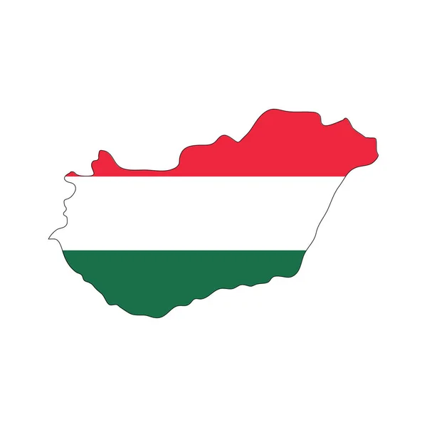 Ungarische Landkarte Silhouette Mit Fahne Auf Weißem Hintergrund — Stockvektor
