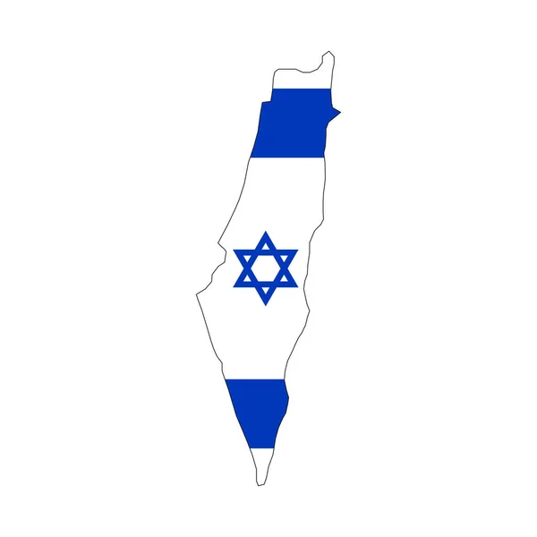 Izrael Térkép Sziluett Zászló Fehér Háttér — Stock Vector