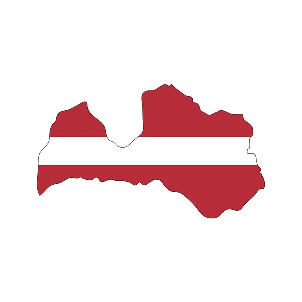 Lettonia Mappa Sagoma Con Bandiera Sfondo Bianco — Vettoriale Stock