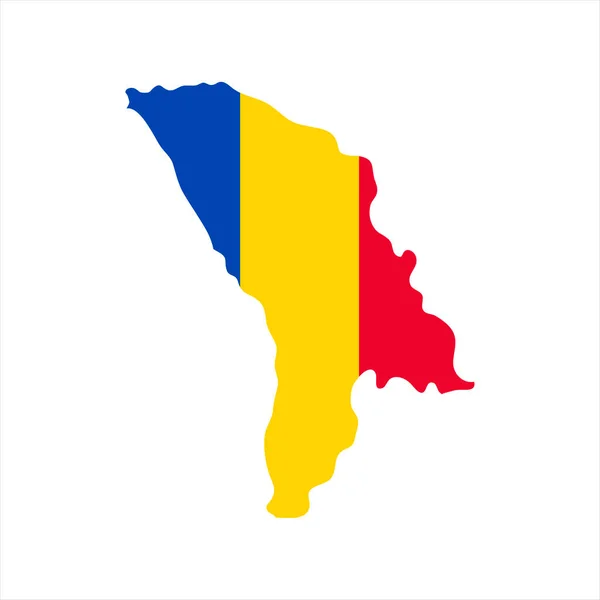 Moldávia Mapa Silhueta Com Bandeira Sobre Fundo Branco —  Vetores de Stock