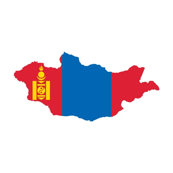 Mapa Mongolia Silueta Con Bandera Sobre Fondo Blanco — Archivo Imágenes Vectoriales