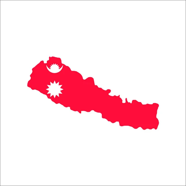 Nepal Mapa Silueta Con Bandera Sobre Fondo Blanco — Archivo Imágenes Vectoriales
