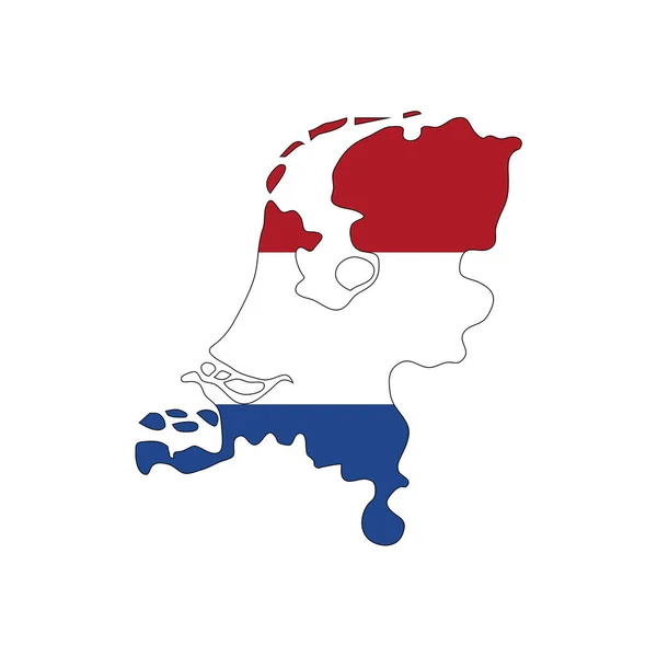 Holanda Mapa Silhueta Com Bandeira Sobre Fundo Branco — Vetor de Stock