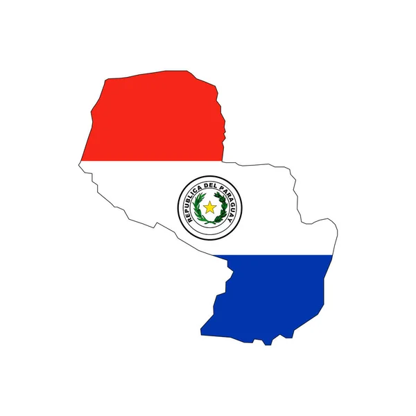 Mapa Paragwaju Sylwetka Flagą Białym Tle — Wektor stockowy