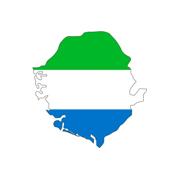 シエラレオネ地図シルエットと国旗の白い背景 — ストックベクタ