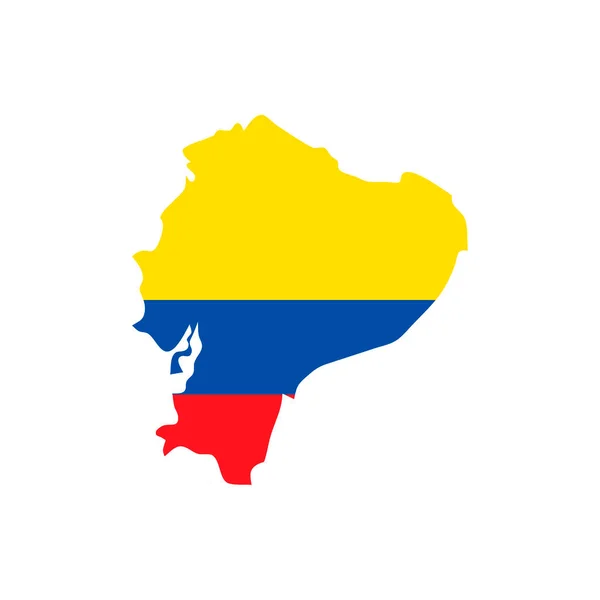 Republiek Ecuador Kaart Silhouet Met Vlag Witte Achtergrond — Stockvector