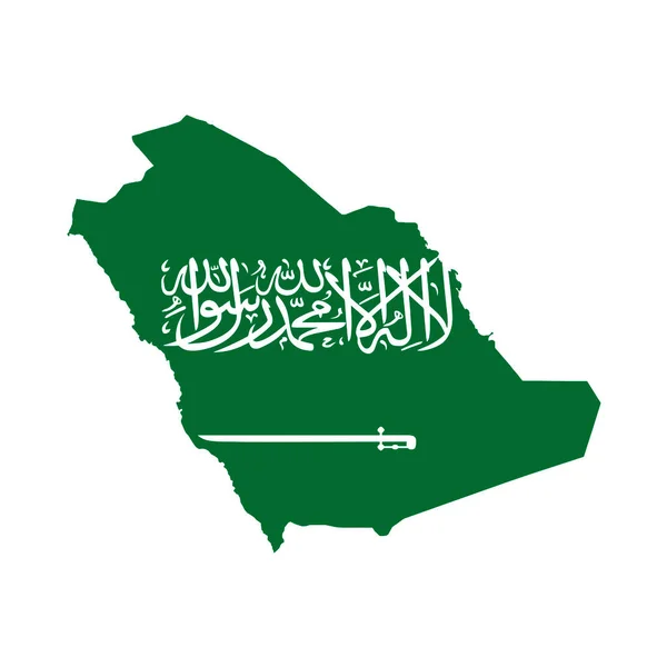 Σαουδική Αραβία Χάρτη Σιλουέτα Σημαία Λευκό Φόντο — Διανυσματικό Αρχείο