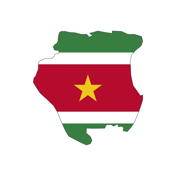 Silueta Mapa Surinam Con Bandera Sobre Fondo Blanco — Archivo Imágenes Vectoriales