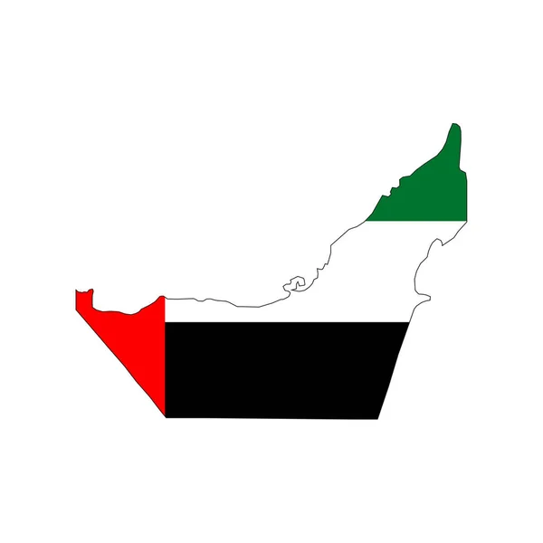 アラブ首長国連邦地図シルエット白地に旗 — ストックベクタ