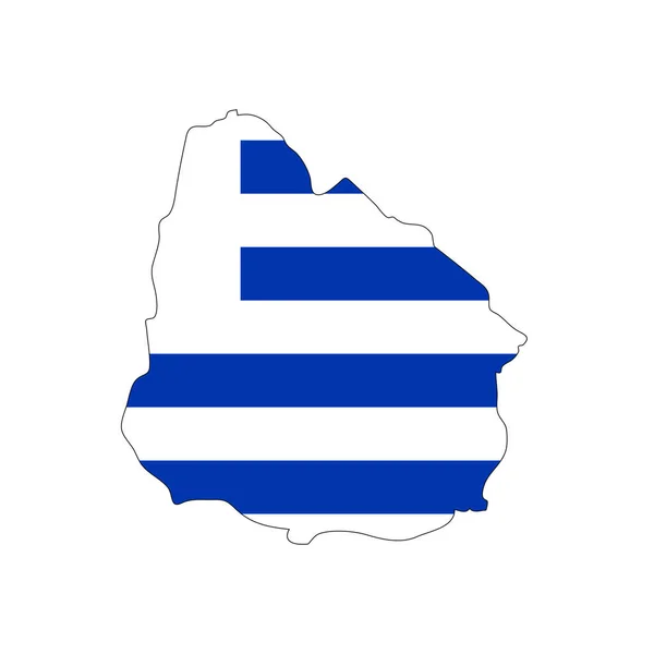 ウルグアイ地図シルエットと国旗白を背景に — ストックベクタ