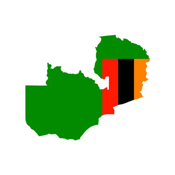 Zambia Map Silhouette Flag White Background — Stockový vektor