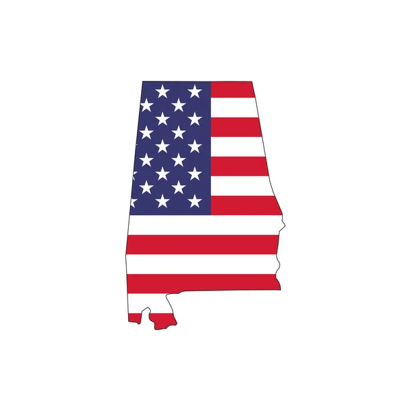 Alabama State Map American National Flag White Background — Wektor stockowy