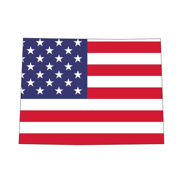 Colorado Mappa Stato Con Bandiera Nazionale Americana Sfondo Bianco — Vettoriale Stock
