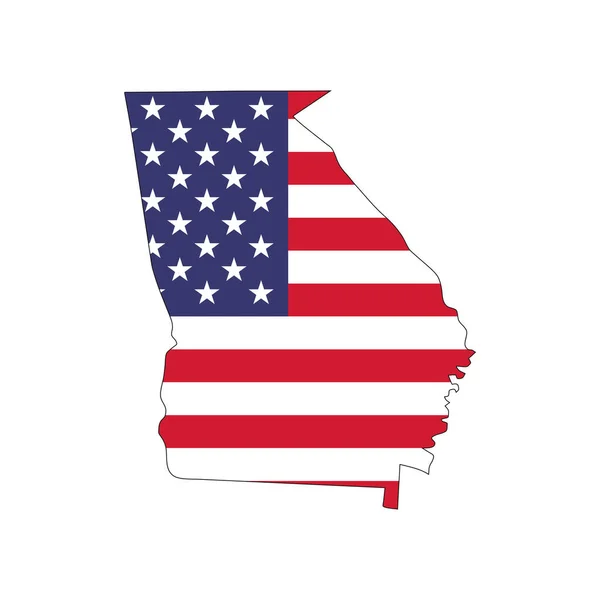 Georgia State Map American National Flag White Background — Wektor stockowy