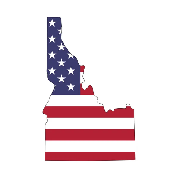 Idaho State Map American National Flag White Background — Wektor stockowy