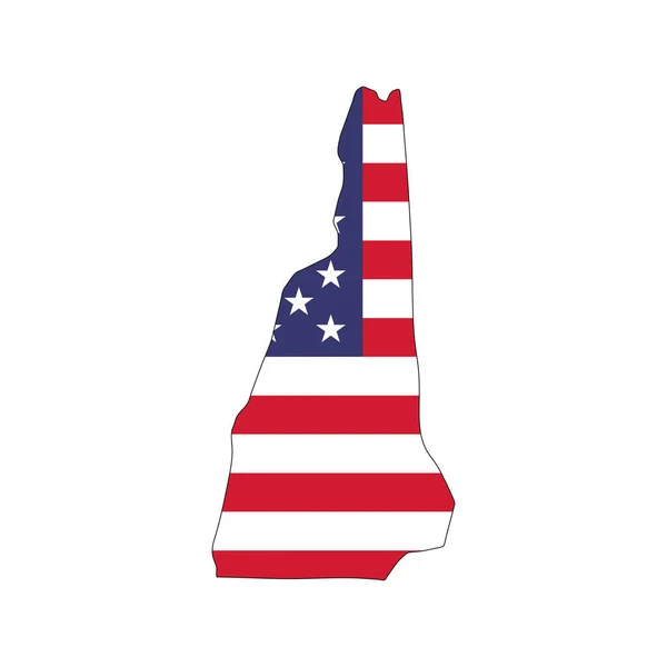 New Hampshire State Map American National Flag White Background — Wektor stockowy