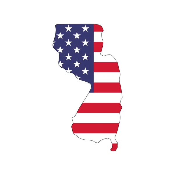 New Jersey State Map American National Flag White Background — Wektor stockowy