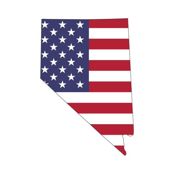 Nevada State Map American National Flag White Background — Wektor stockowy
