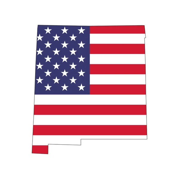 New Mexico State Map American National Flag White Background — Wektor stockowy