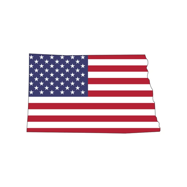 North Dakota State Map American National Flag White Background — Wektor stockowy