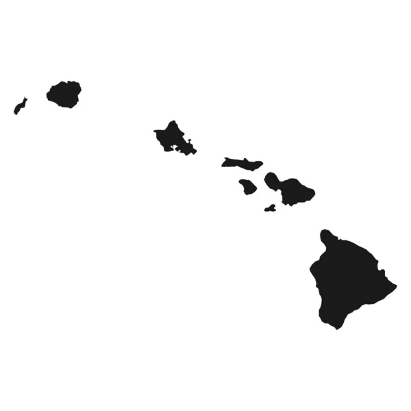 Hawaii Black Map White Background — Stock Vector